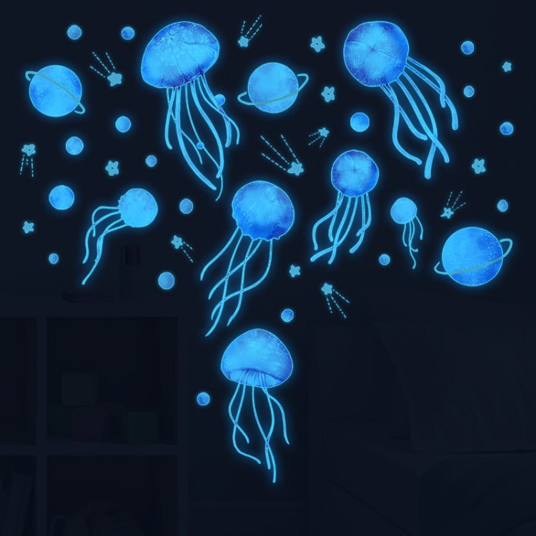 YGP-B109 Cartoon Jellyfish Blue Light Stickers Kids Room Decoration Luminous Stickers