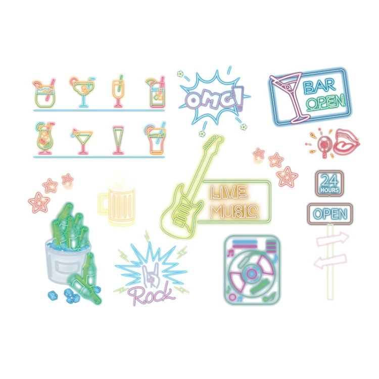 2 Sets MG702 Neon Bar Luminous Wall Stickers Personalized Dress Up Fluorescent Stickers