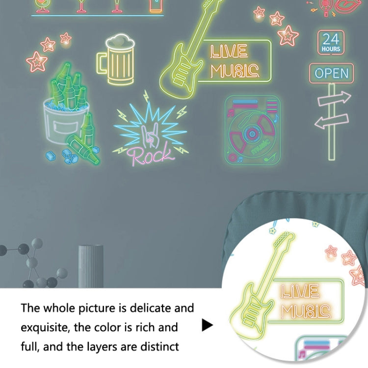 2 Sets MG702 Neon Bar Luminous Wall Stickers Personalized Dress Up Fluorescent Stickers