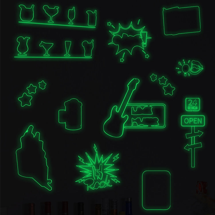 2 Sets MG702 Neon Bar Luminous Wall Stickers Personalized Dress Up Fluorescent Stickers