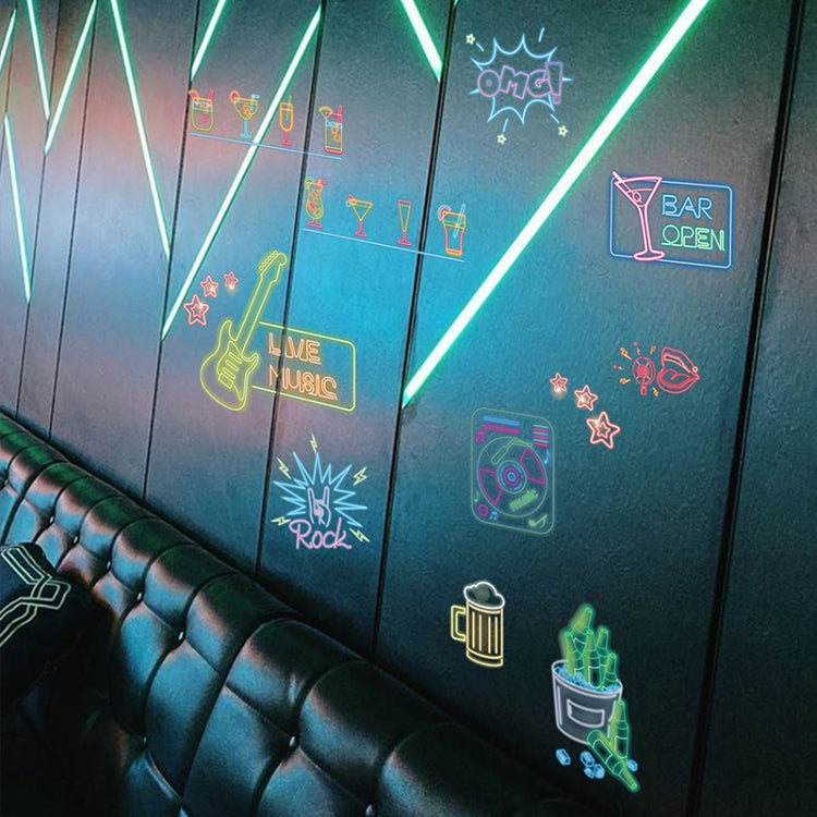 2 Sets MG702 Neon Bar Luminous Wall Stickers Personalized Dress Up Fluorescent Stickers
