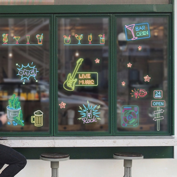 2 Sets MG702 Neon Bar Luminous Wall Stickers Personalized Dress Up Fluorescent Stickers
