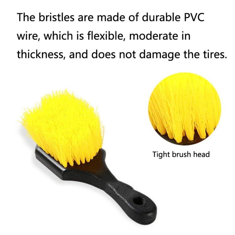 Automobile Tires Multifunctional Short-Handled Cleaning Long-Bristle Brush(Yellow)