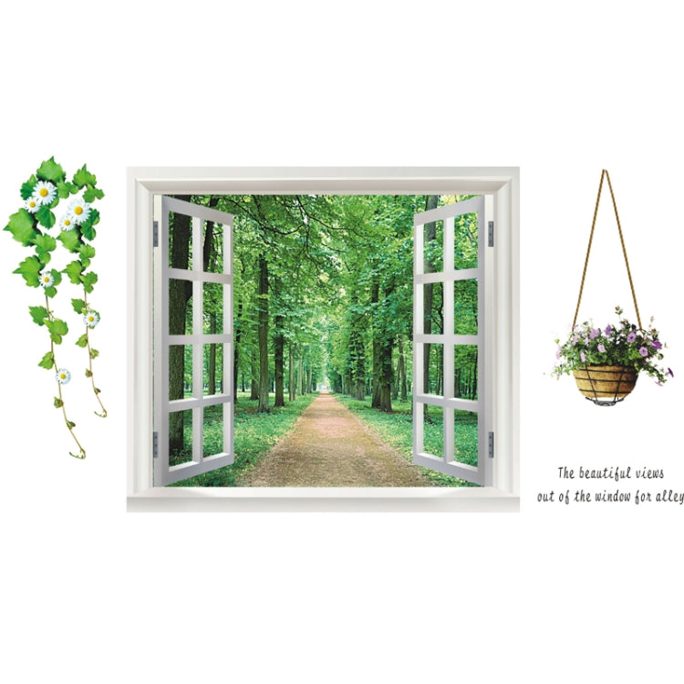 3 PCS AY823 3D Window Tree-Lined Path Bedroom Background Decorative Wall Sticker, Specification: 60x90cm