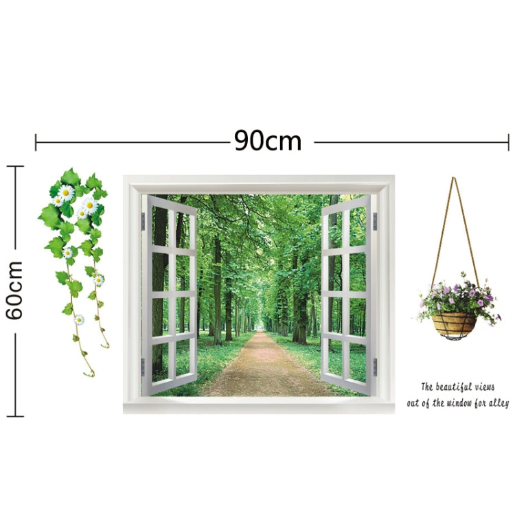3 PCS AY823 3D Window Tree-Lined Path Bedroom Background Decorative Wall Sticker, Specification: 60x90cm