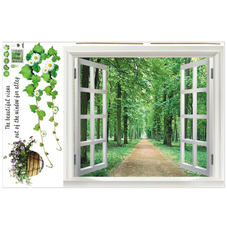 3 PCS AY823 3D Window Tree-Lined Path Bedroom Background Decorative Wall Sticker, Specification: 60x90cm