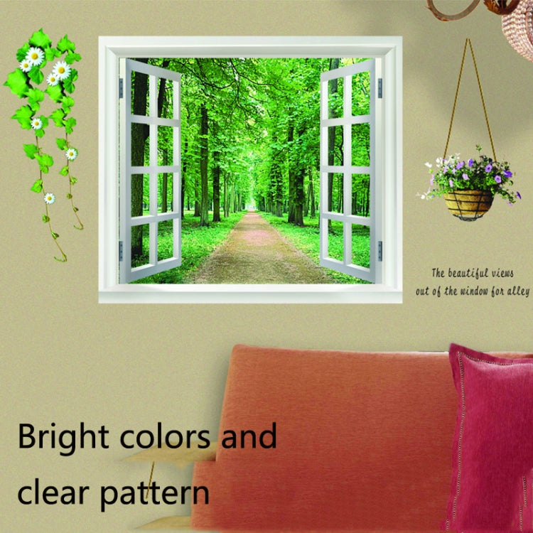 3 PCS AY823 3D Window Tree-Lined Path Bedroom Background Decorative Wall Sticker, Specification: 60x90cm