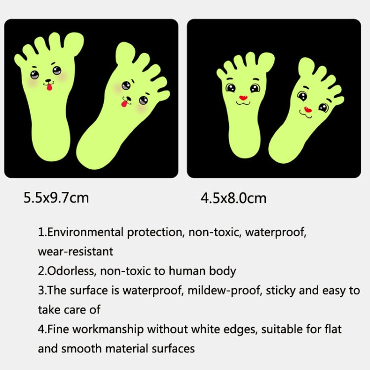 10 Pairs Luminous Foot Stickers Corridor Entrance Bathroom Wall Sticker, Specification: 5.5x9.7cm