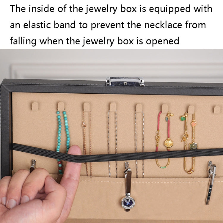 P57 Double-Layer PU Leather Jewelry Box Ring Necklace Watch Storage Box(Black)