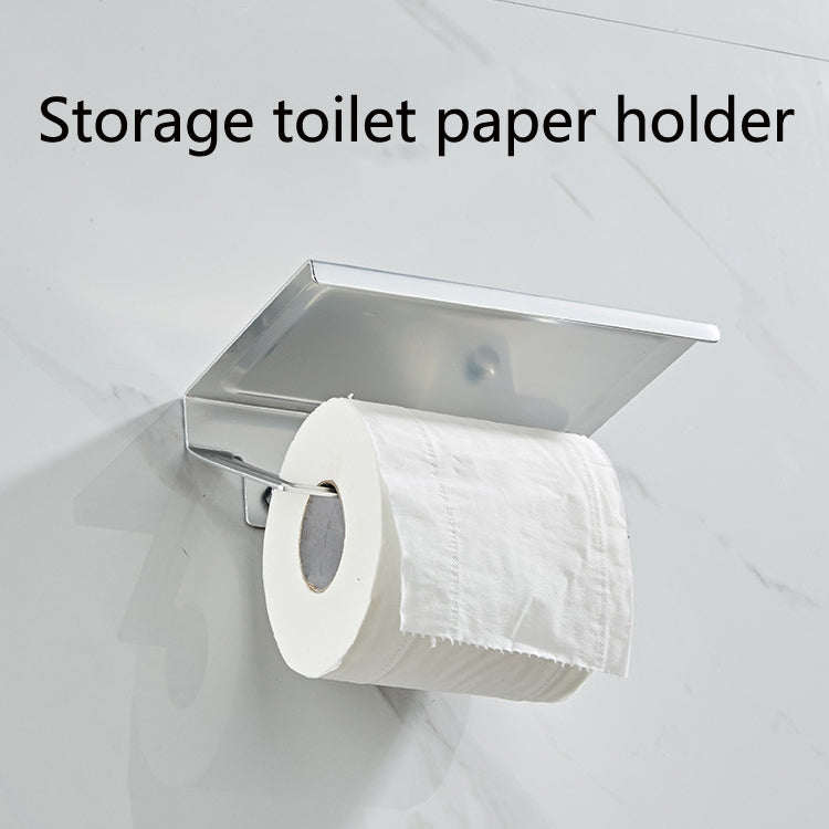 Punch-Free Space Aluminum Kitchen And Toilet Tissue Holder Mobile Phone Rack Roll Paper Holder, Color: White