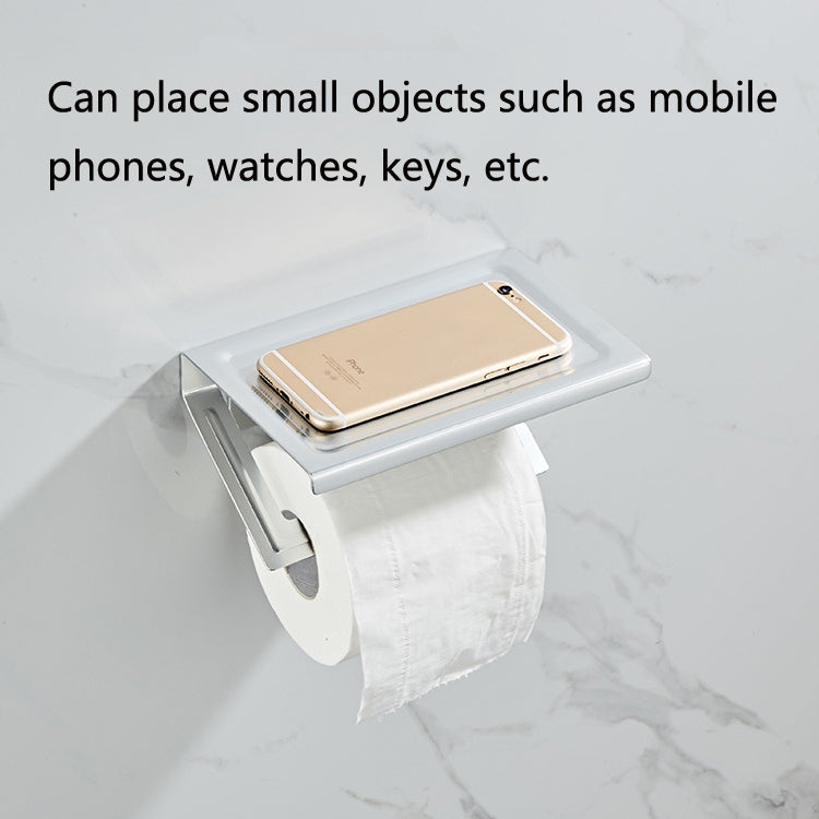 Punch-Free Space Aluminum Kitchen And Toilet Tissue Holder Mobile Phone Rack Roll Paper Holder, Color: White