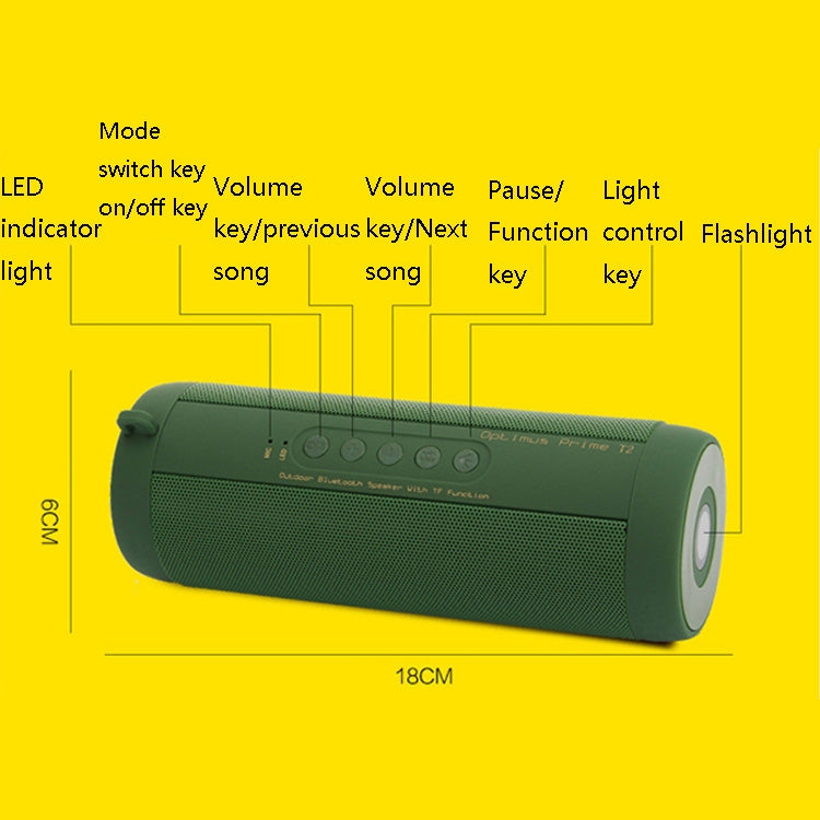 T2 Car Cylindrical Small Speaker with Flashlight Desktop Bluetooth 4.0 Wireless Speaker