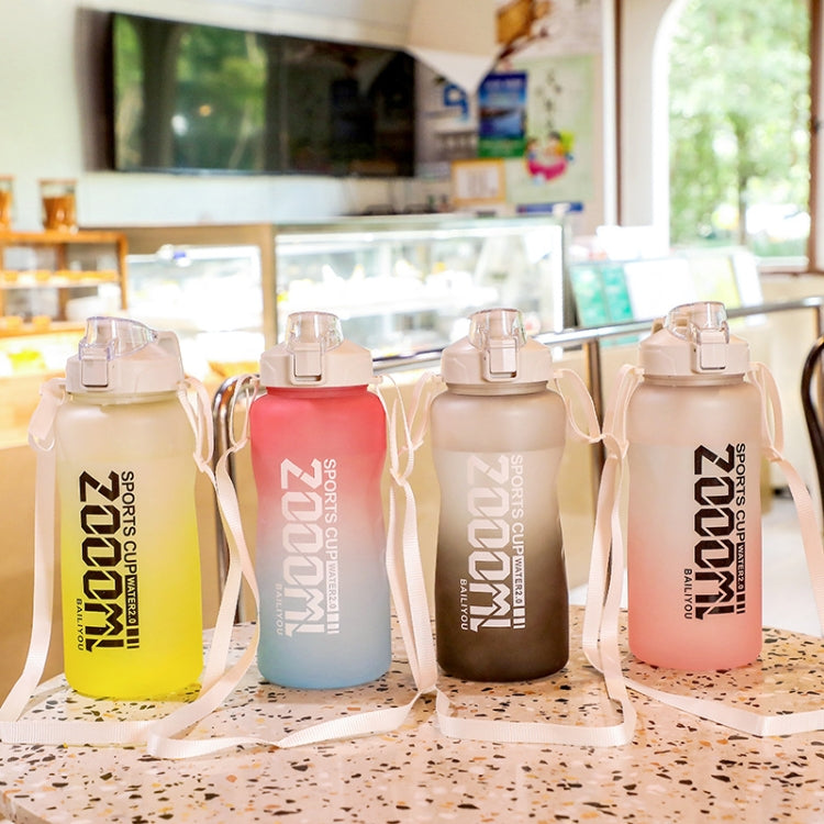 2000ml Frosted Gradient Color Large-Capacity Sports Water Cup Outdoor Portable Straw Water Bottle