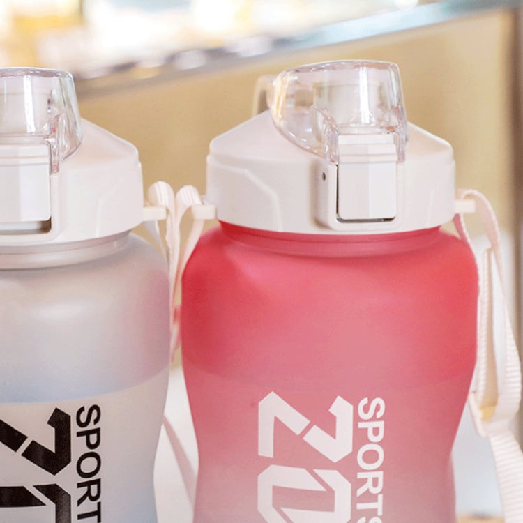 2000ml Frosted Gradient Color Large-Capacity Sports Water Cup Outdoor Portable Straw Water Bottle