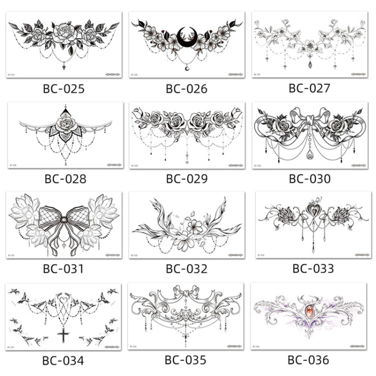 10 PCS Waterproof Tattoo Sticker Clavicle Chest Scar Covering Sticker