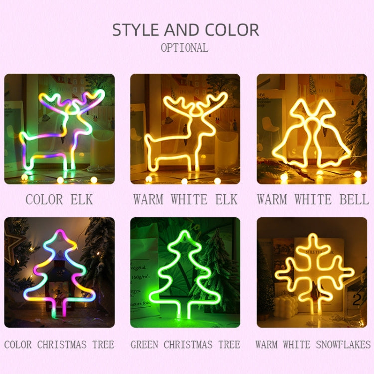 Christmas Decoration Neon Lights Wall-Mounted Ornaments, Spec: Tree-Green Light
