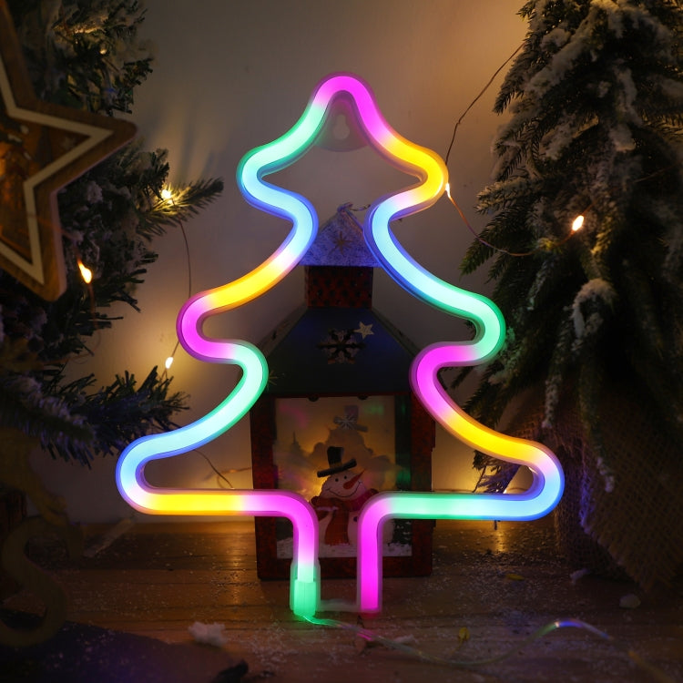 Christmas Decoration Neon Lights Wall-Mounted Ornaments, Spec: Tree-Colorful Light