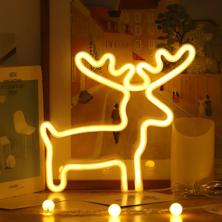 Christmas Decoration Neon Lights Wall-Mounted Ornaments, Spec: Elk-Warm Light