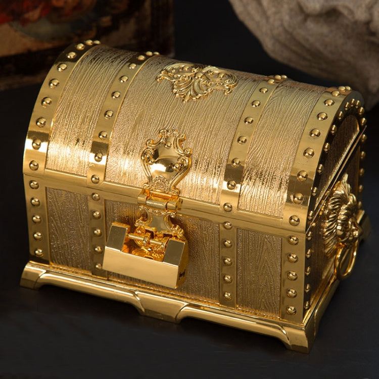 Double-Layer Jewel Box With Lock Metal Decorative Ornaments, Size: 17.5x13.5x12.5cm