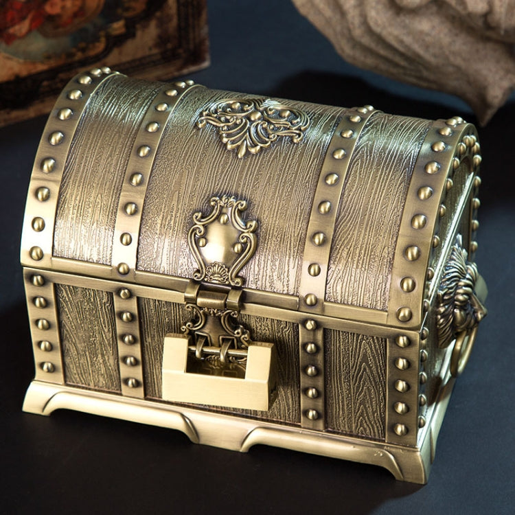 Double-Layer Jewel Box With Lock Metal Decorative Ornaments, Size: 17.5x13.5x12.5cm