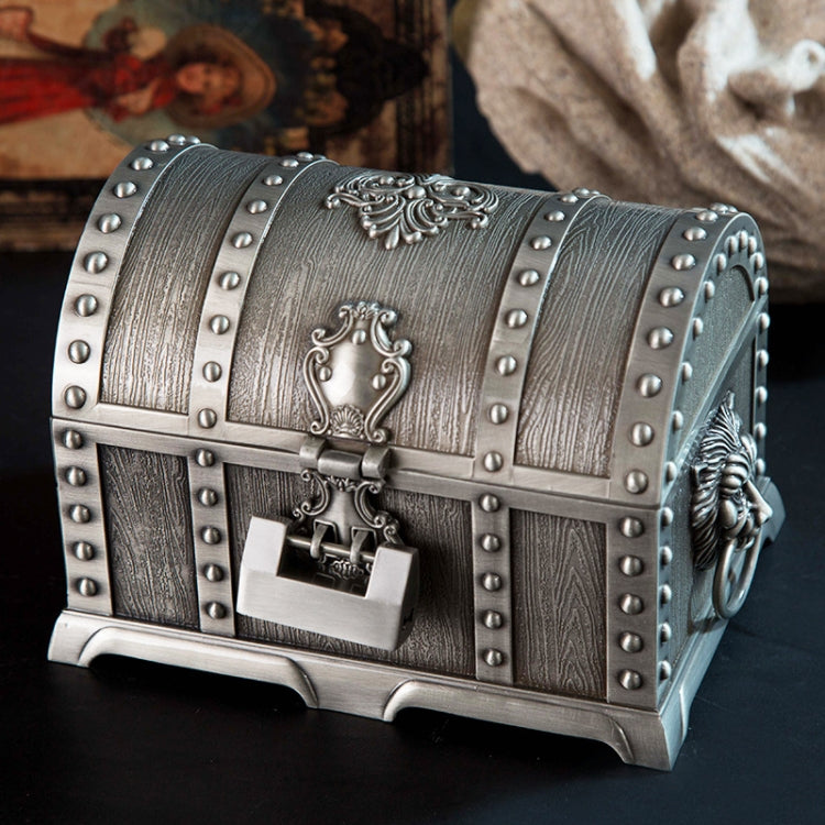 Double-Layer Jewel Box With Lock Metal Decorative Ornaments, Size: 17.5x13.5x12.5cm