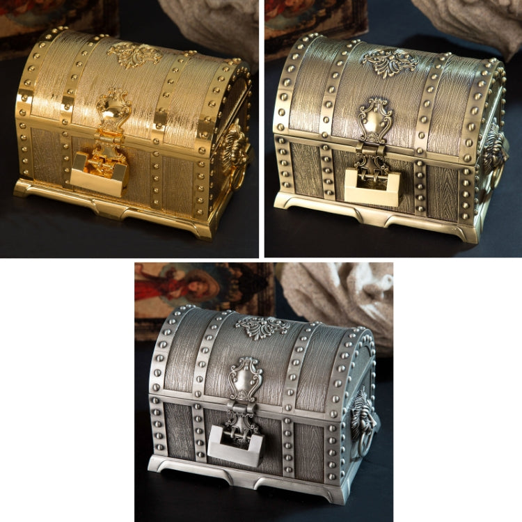 Double-Layer Jewel Box With Lock Metal Decorative Ornaments, Size: 17.5x13.5x12.5cm