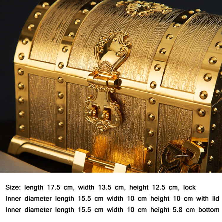 Double-Layer Jewel Box With Lock Metal Decorative Ornaments, Size: 17.5x13.5x12.5cm
