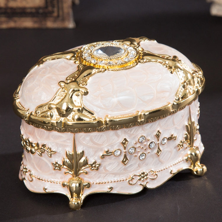 Metal Oval Diamond Jewelry Storage Box Birthday Wedding Gift, Size: 8.5x6x6cm