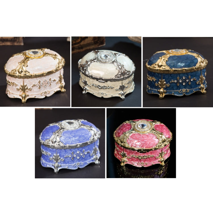 Metal Oval Diamond Jewelry Storage Box Birthday Wedding Gift, Size: 8.5x6x6cm