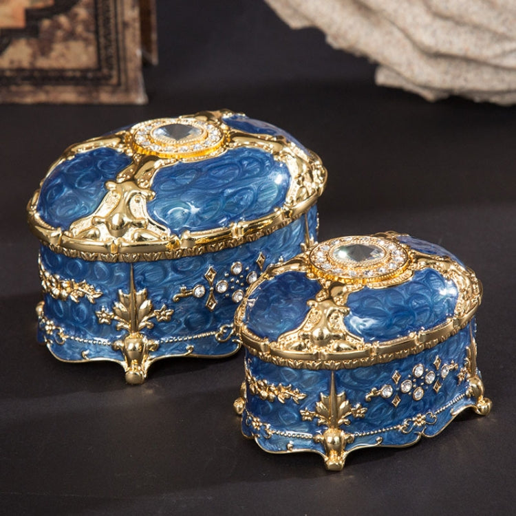 Metal Oval Diamond Jewelry Storage Box Birthday Wedding Gift, Size: 8.5x6x6cm