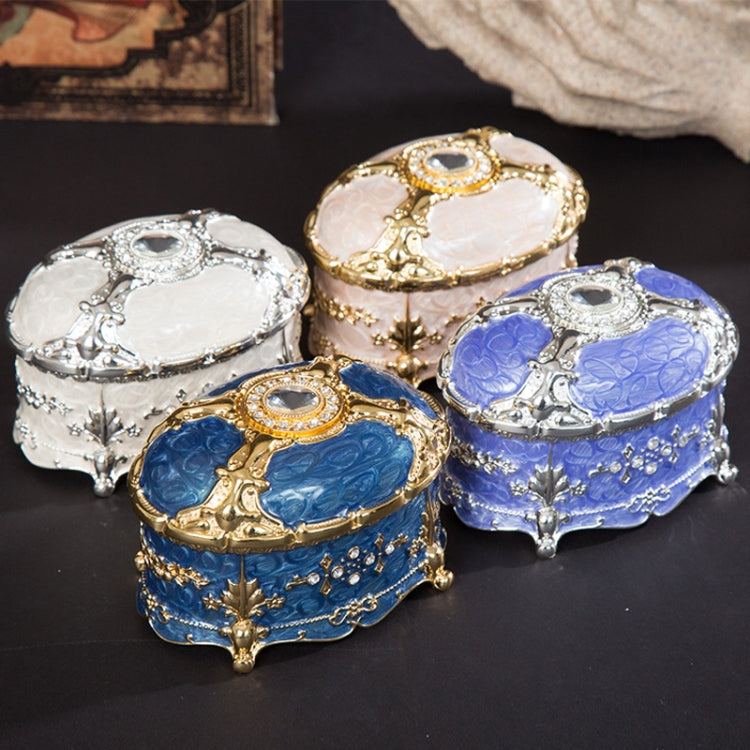 Metal Oval Diamond Jewelry Storage Box Birthday Wedding Gift, Size: 8.5x6x6cm