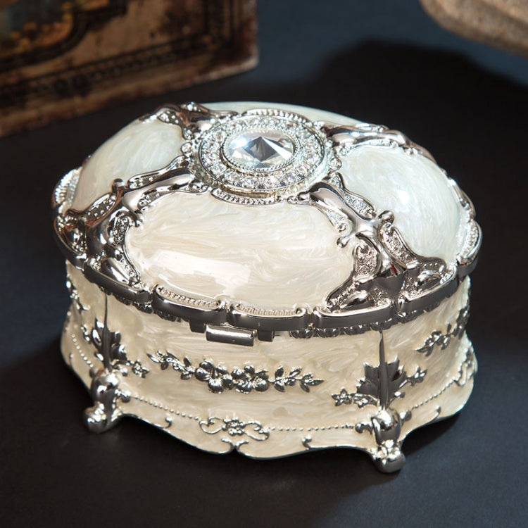 Metal Oval Diamond Jewelry Storage Box Birthday Wedding Gift, Size: 11x7.5x7cm