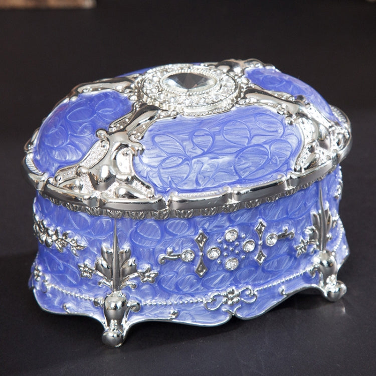 Metal Oval Diamond Jewelry Storage Box Birthday Wedding Gift, Size: 11x7.5x7cm