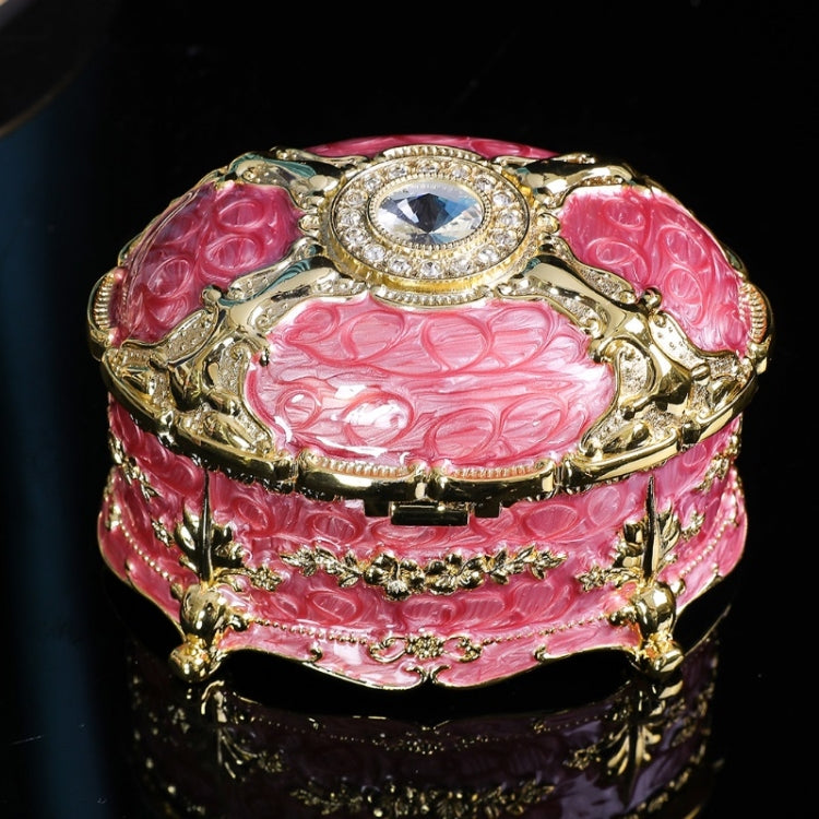 Metal Oval Diamond Jewelry Storage Box Birthday Wedding Gift, Size: 11x7.5x7cm