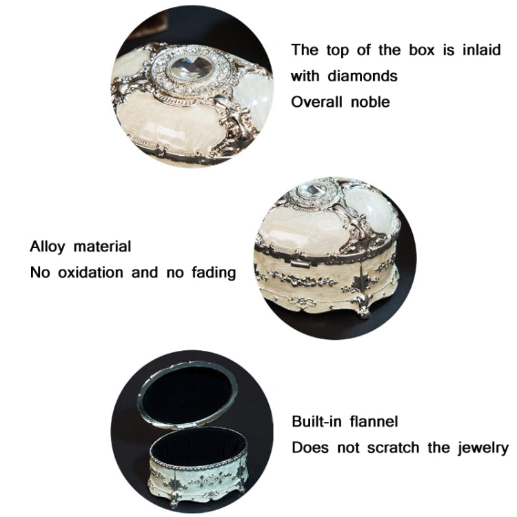 Metal Oval Diamond Jewelry Storage Box Birthday Wedding Gift, Size: 11x7.5x7cm
