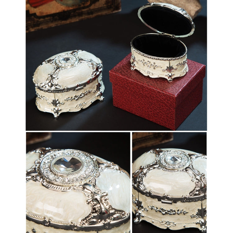 Metal Oval Diamond Jewelry Storage Box Birthday Wedding Gift, Size: 11x7.5x7cm