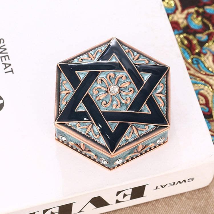 Vintage Six-Pointed Star Metal Jewelry Storage Box