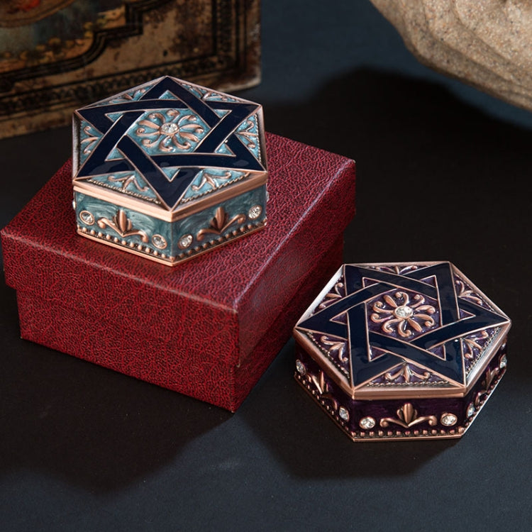 Vintage Six-Pointed Star Metal Jewelry Storage Box