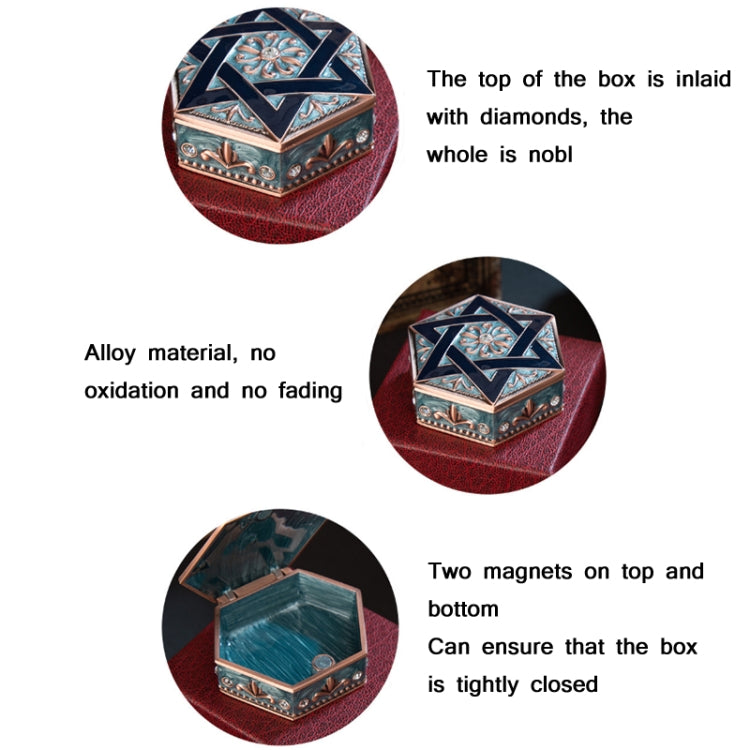 Vintage Six-Pointed Star Metal Jewelry Storage Box