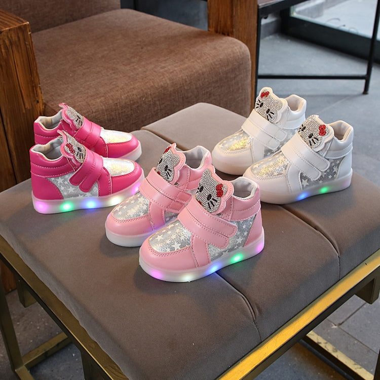 Children Sports Shoes Cartoon Cat Flash Light Casual Shoes, Size: 21
