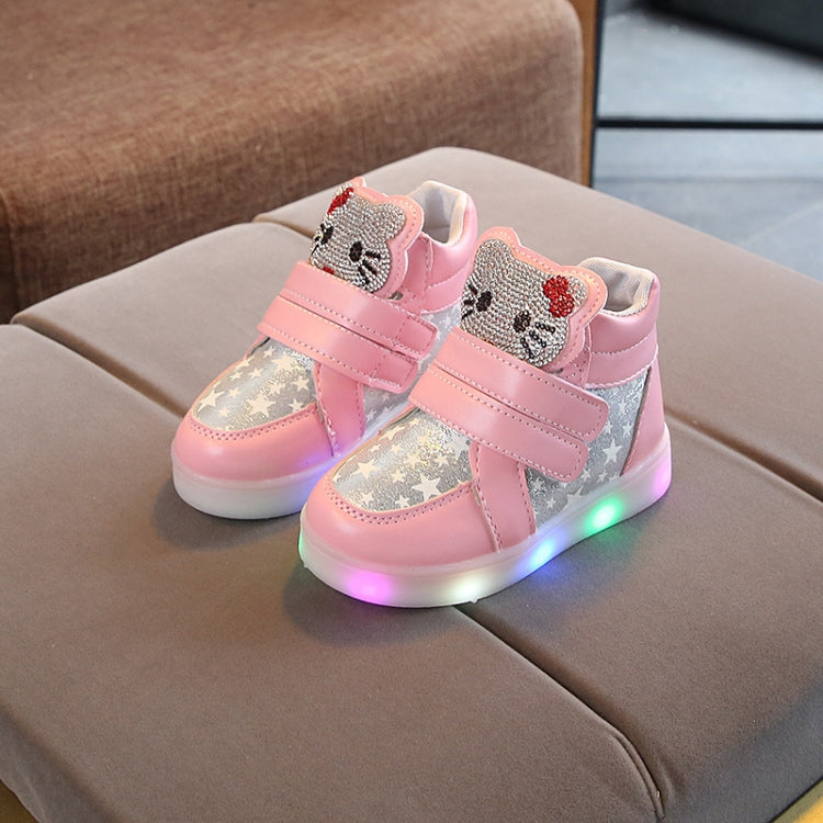 Children Sports Shoes Cartoon Cat Flash Light Casual Shoes, Size: 24