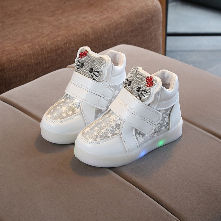 Children Sports Shoes Cartoon Cat Flash Light Casual Shoes, Size: 26