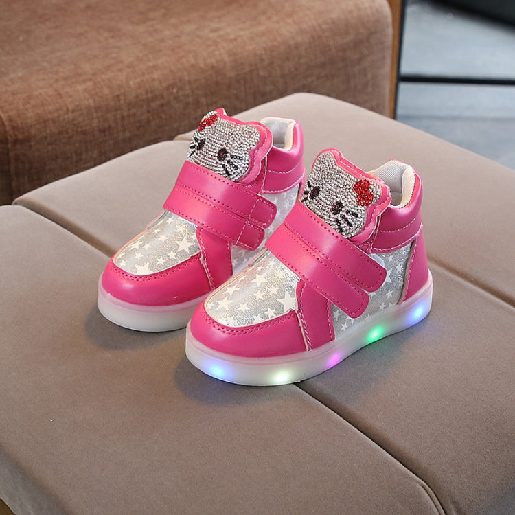 Children Sports Shoes Cartoon Cat Flash Light Casual Shoes, Size: 27