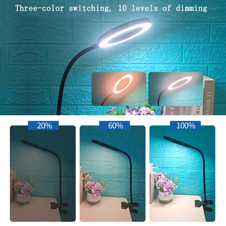 MT-108 LED Clip Fill Light USB Powered Learning Eye Protection Table Lamp with Magnifier