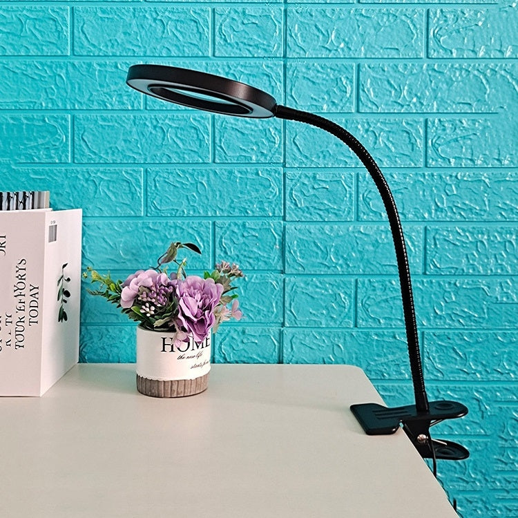 MT-108 LED Clip Fill Light USB Powered Learning Eye Protection Table Lamp with Magnifier