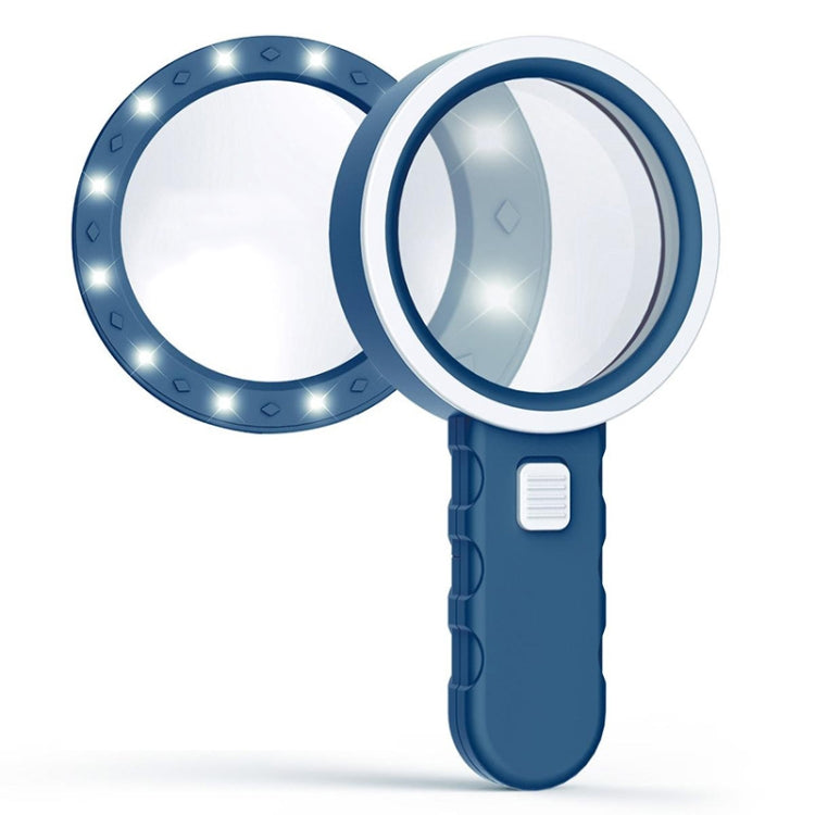 30X LED Handheld Magnifying Glass High-Definition Optical Lens Reading Appraisal And Maintenance Magnifying Glass(Main Blue + White)