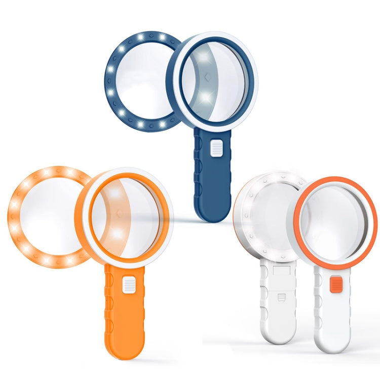 30X LED Handheld Magnifying Glass High-Definition Optical Lens Reading Appraisal And Maintenance Magnifying Glass(Main Blue + White)