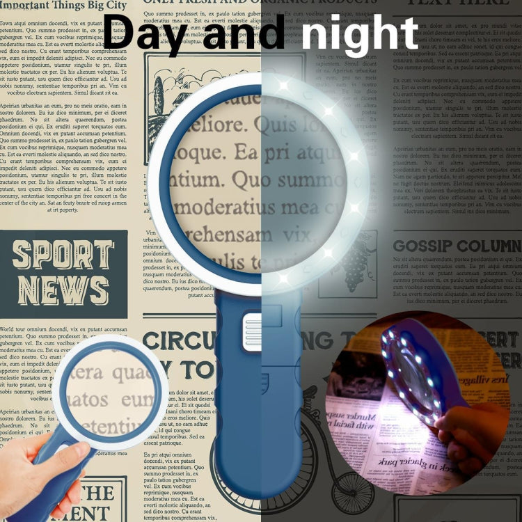 30X LED Handheld Magnifying Glass High-Definition Optical Lens Reading Appraisal And Maintenance Magnifying Glass(Main Blue + White)