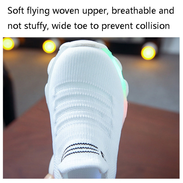 LED Light Children Shoes Flying Woven Luminous Sports Children Shoes, Size: 21(Pink)