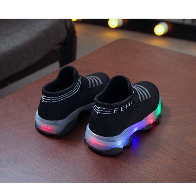 LED Light Children Shoes Flying Woven Luminous Sports Children Shoes, Size: 21(Pink)